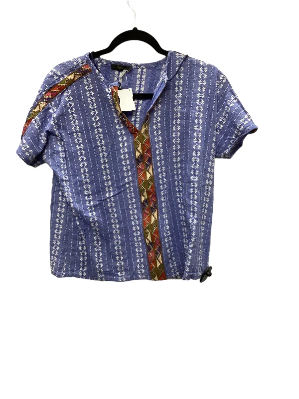 Weekend Deals That Please Blue & White Top Short Sleeve Thml, Size L