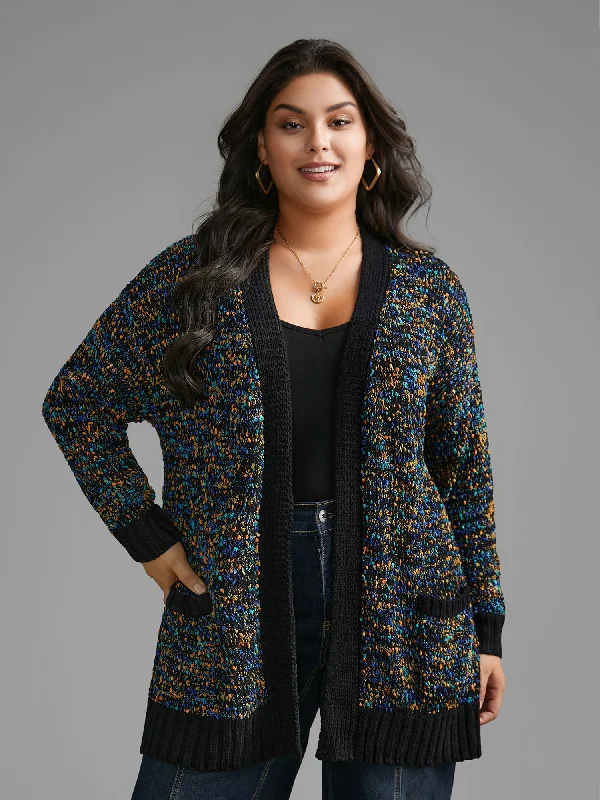 Special Savings Twinkling Lights Contrast Hem Pockets Cardigan