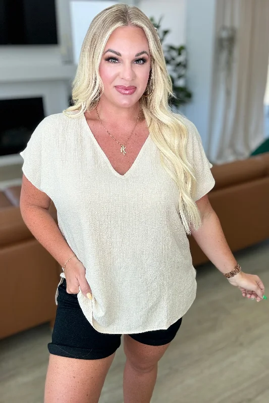 Special Savings Let Me Be Your Wings V-Neck Top in Taupe