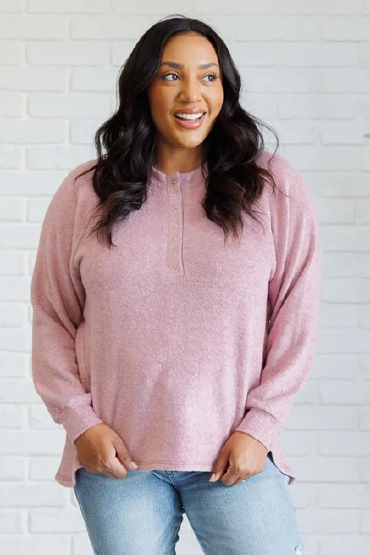 Online Specials Keeping it Real Brushed Melange Hacci Long Sleeve Tee in Light Rose