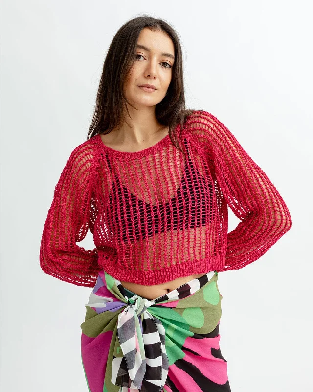 Discount Deals Pink Fishnet Top