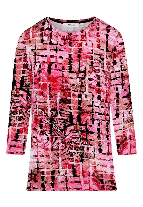 Act Now Floral Check Detail Top