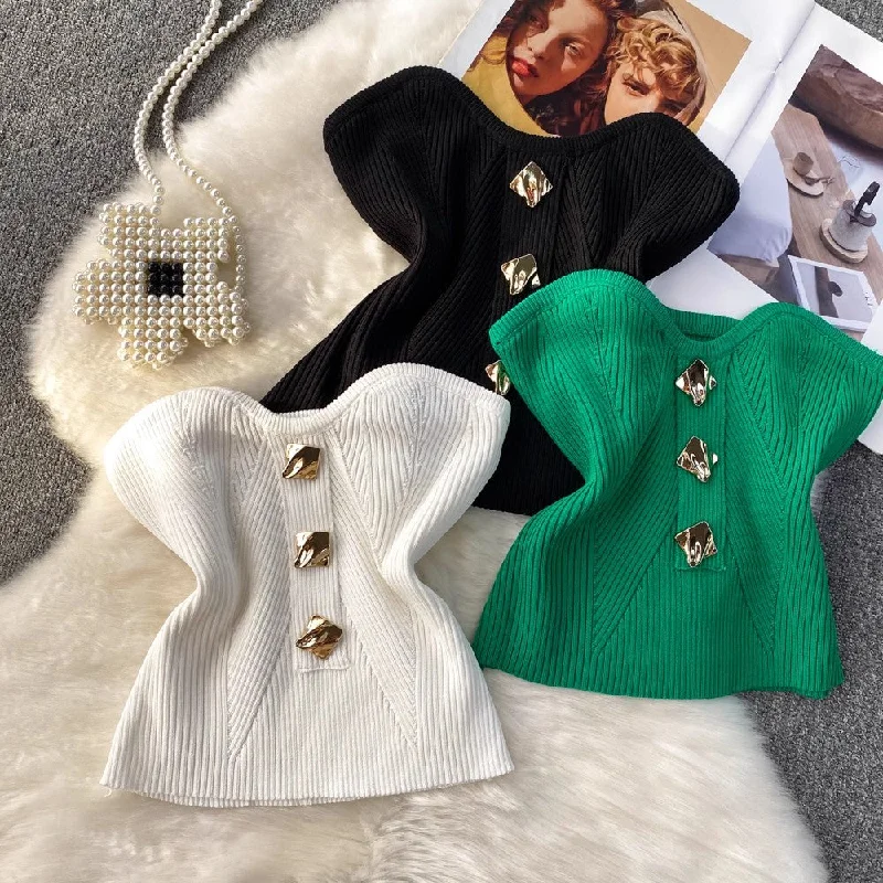 Overstock Sale strapless tube top knitted vest for women      S4039