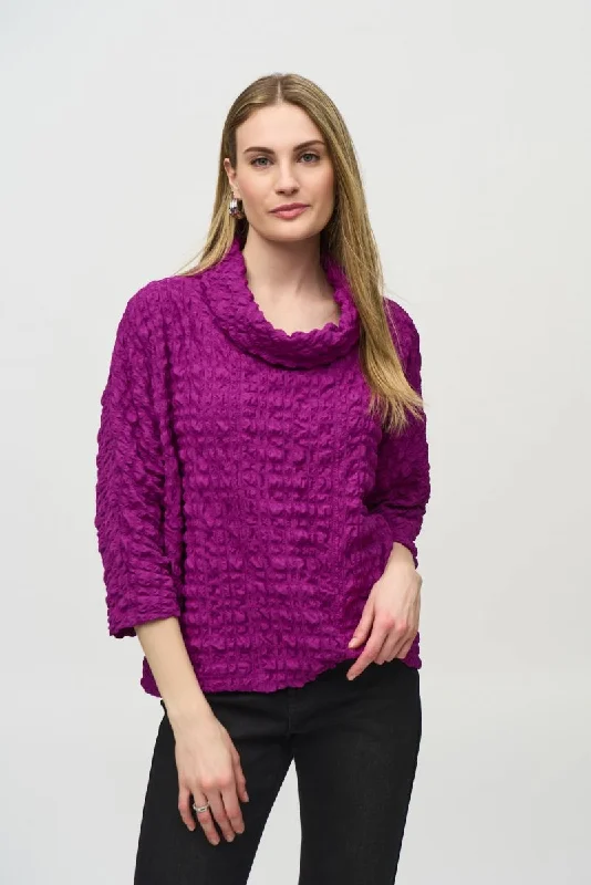 Early Access Joseph Ribkoff Bubble Jacquard Cowl Neck Boxy Top 244069