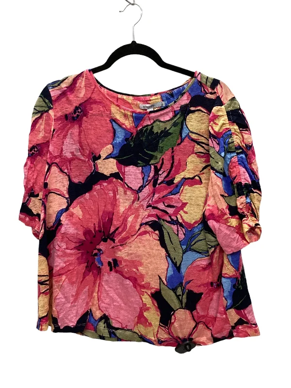 Weekend-Only Price Drops Floral Print Top Short Sleeve Chicos, Size 4