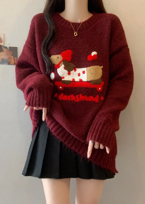 Factory Direct Sale New Rust O Neck Jacquard Thick Christmas Knit Sweaters Winter