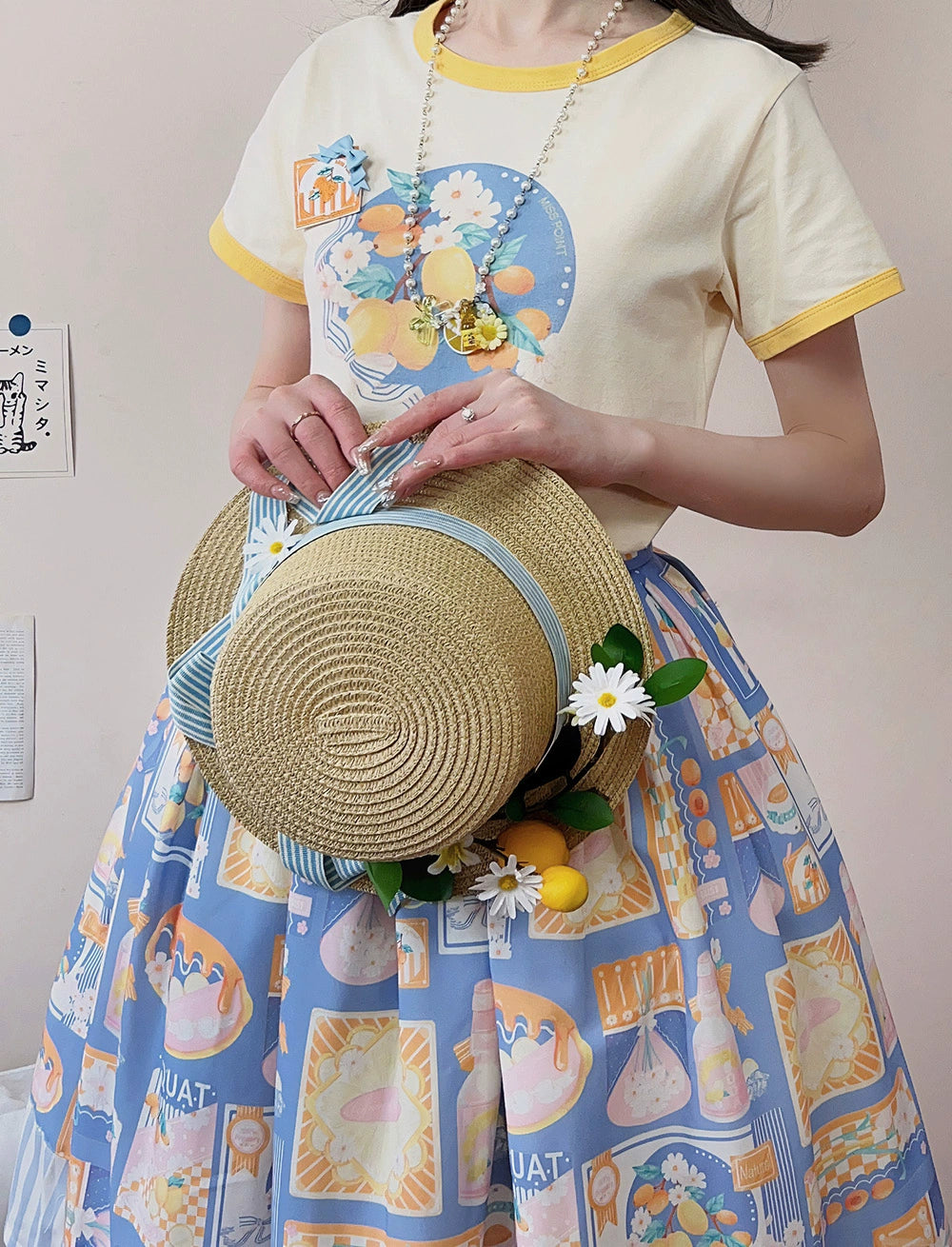 Sale Event Miss Point~Daisy Lemon~Daily Lolita Lemon Print T-Shirt Customized