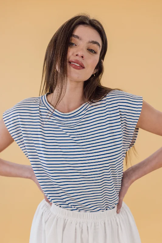 Special Offer Top Aria Navy Stripes