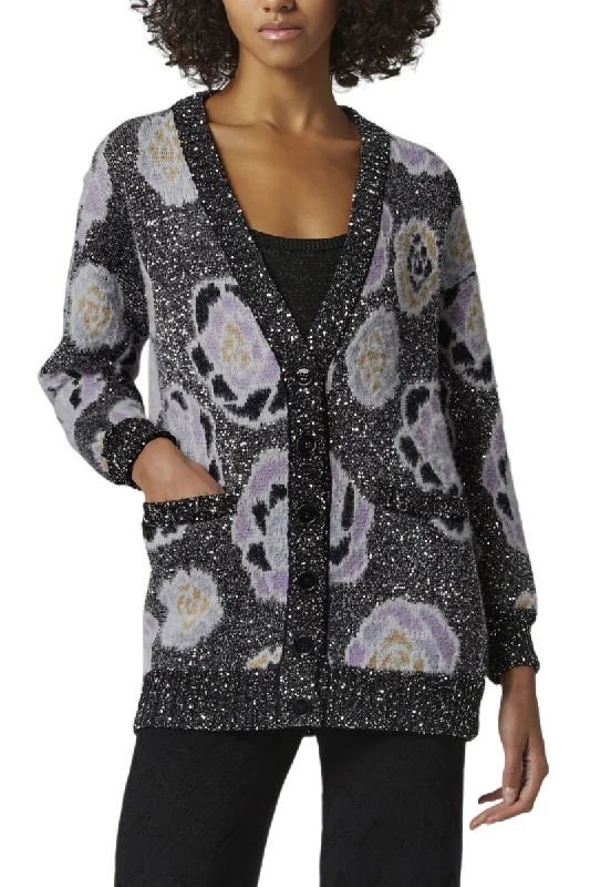 Weekend Savings Bonanza Oversized Sequin Rose Cardigan