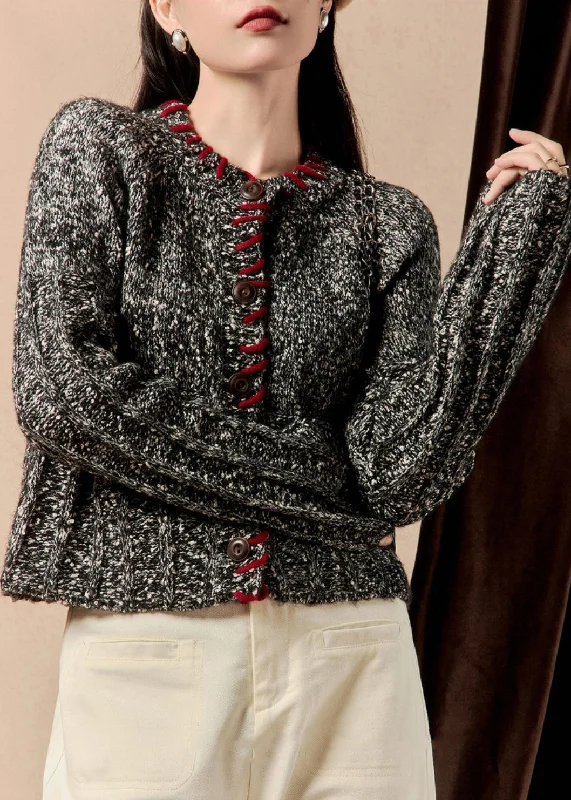 Weekend Discounts to Delight French Black Button Cozy Cotton Knit Sweaters Winter