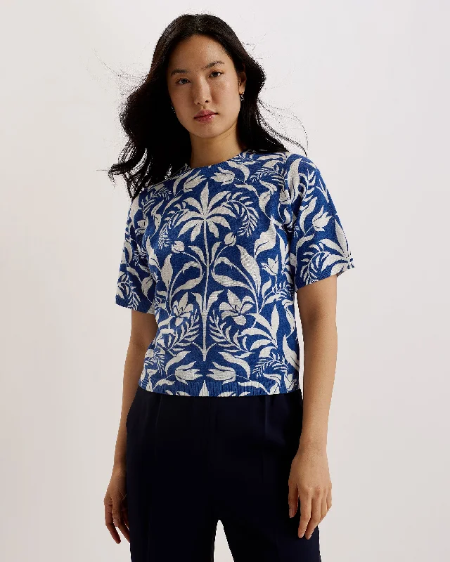 Shop Now Kiayya Short Sleeve Printed Knit Top Ivory
