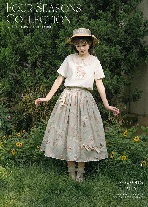 Time-Sensitive (BFM)NyaNya~Four Seasons Collection~Sweet Lolita T-shirt Summer Loose Fit Embroidered T-shirt