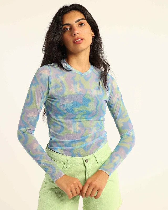 Price Rollback Glacier sky Mesh Top