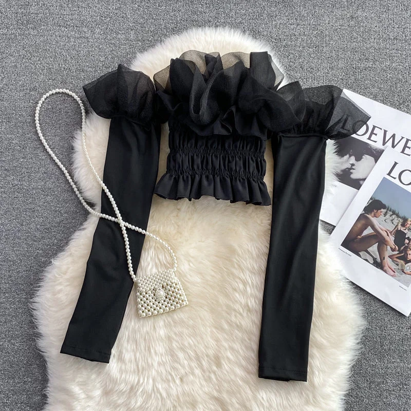 Deal Explosion Black long sleeve tops     S259
