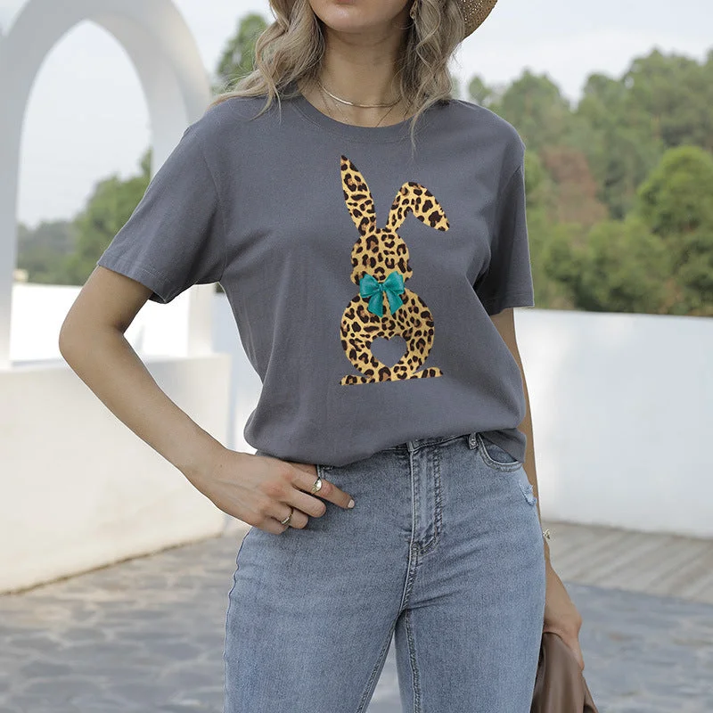 Top Pick Happy Easter Leopard Print Wholesale T-shirts Tops ST203823