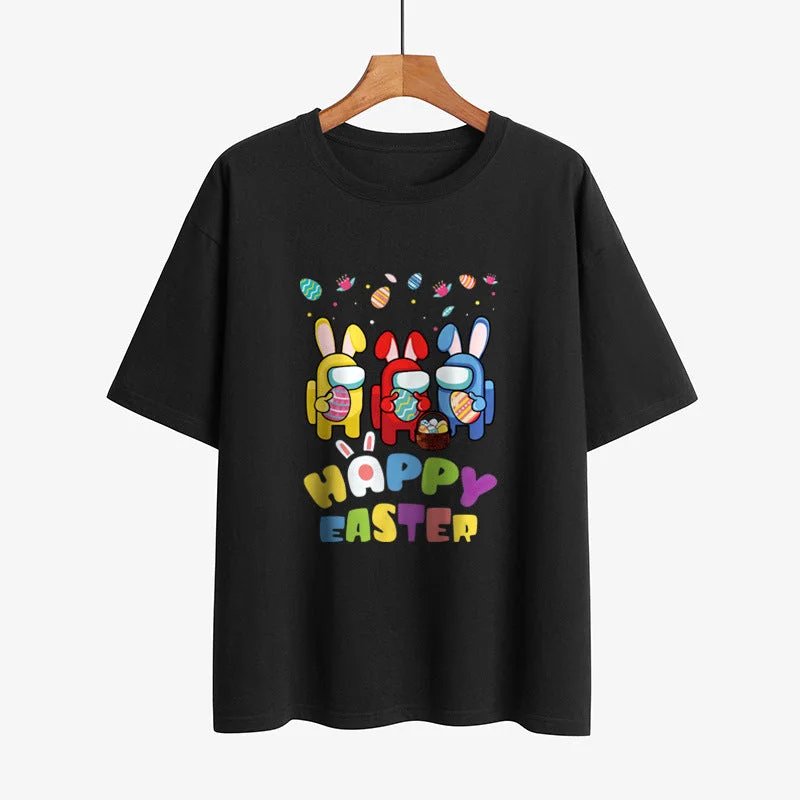 Steal Deal Short Sleeve Easter Graphic Print Wholesale T-shirt Tops Summer