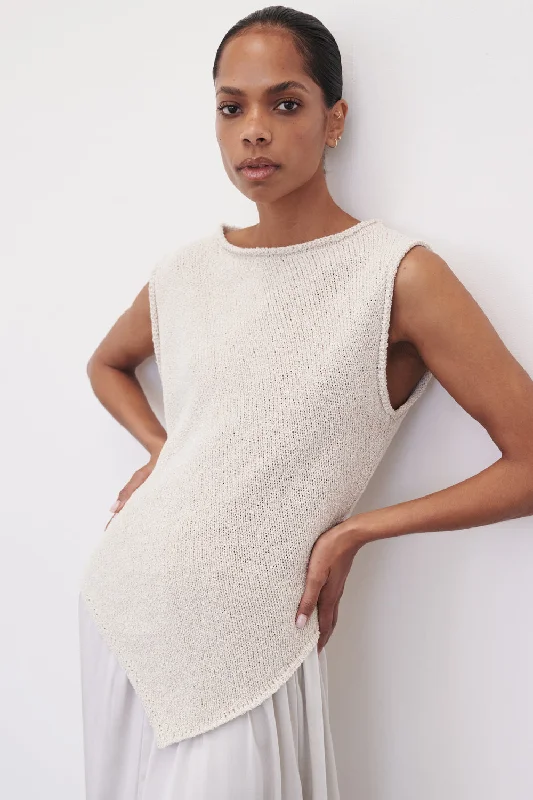 Weekend Wonders Await! ALTHEA STONE ASYM KNIT TOP