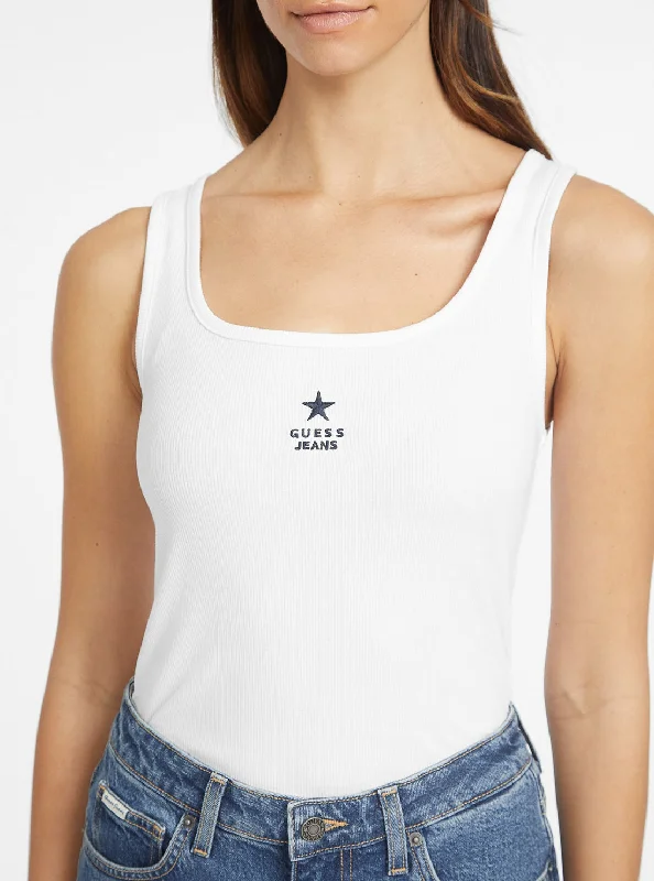 Can't Beat Guess Jeans White Slim Tank Top