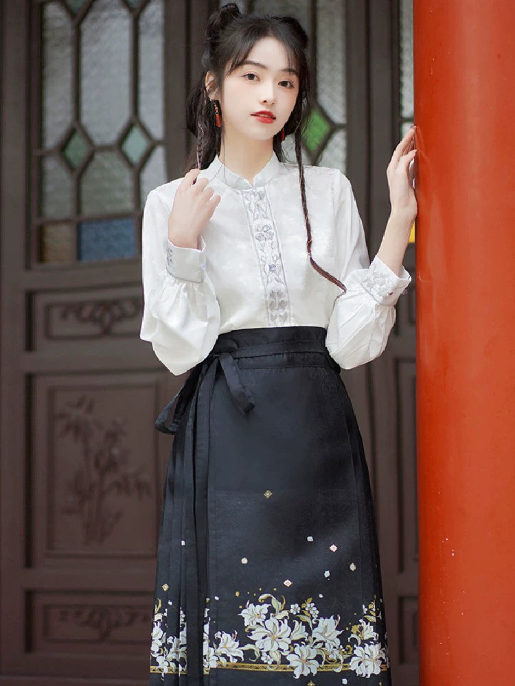 Shop and Save (BFM)Meiyimeng~Han Lolita Shirt Stand Collar Puff Sleeve Blouse