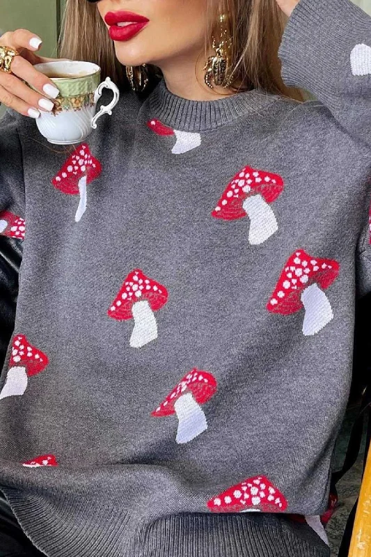 Big Savings TastyHottie - Mushroom Graphic Pullover Sweater