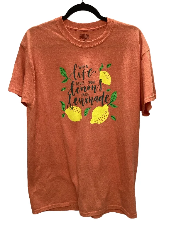 The Best Prices Orange Top Short Sleeve Basic Clothes Mentor, Size L