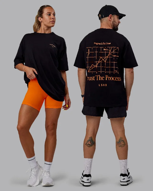Today's Deal Unisex Trust The Process 2.0 FLXCotton Tee Oversize - Black-Vibrant Orange