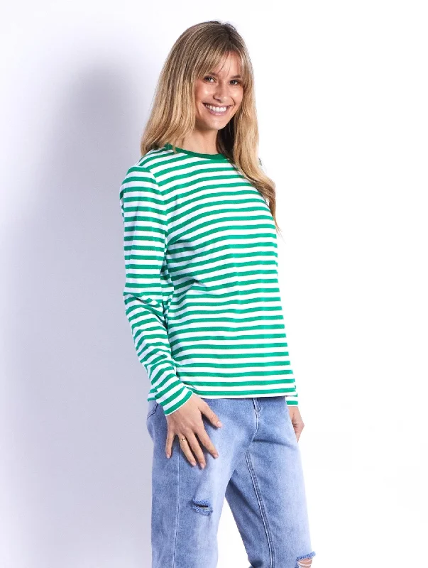 Weekend Specials Just for You Brunswick Long Sleeves Tee - Green Stripes