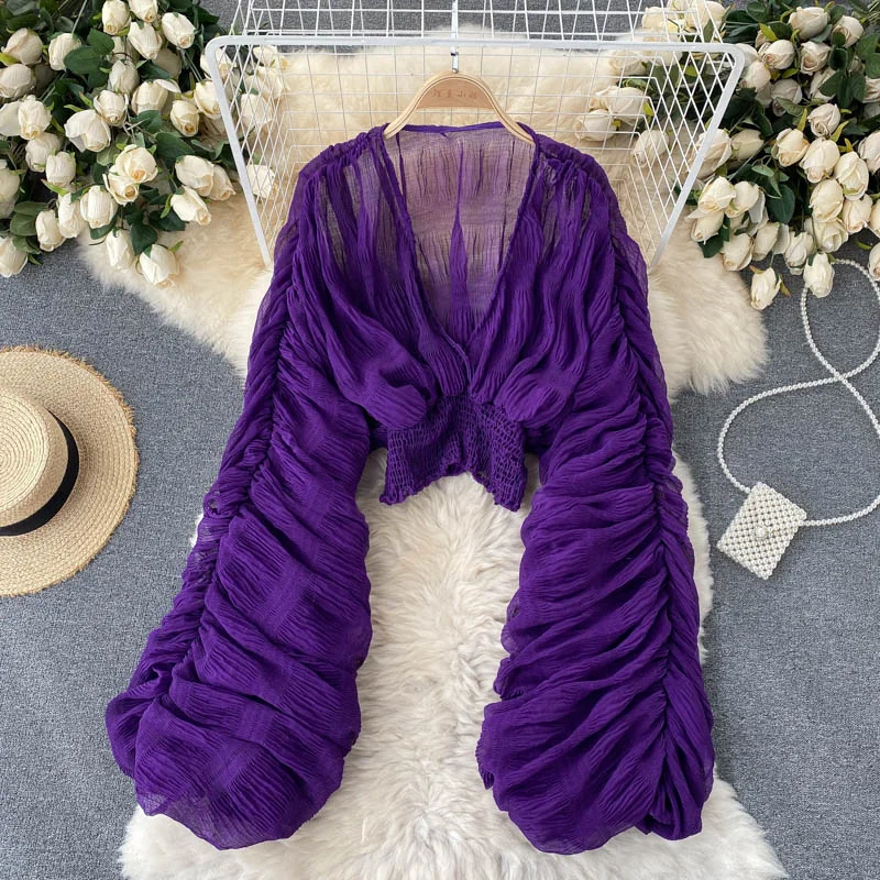 Massive Savings Elegant V-Neck Puff Dress    S573