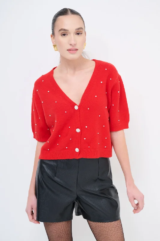 Can't Beat Short sleeve pearl button cardigan wholesale