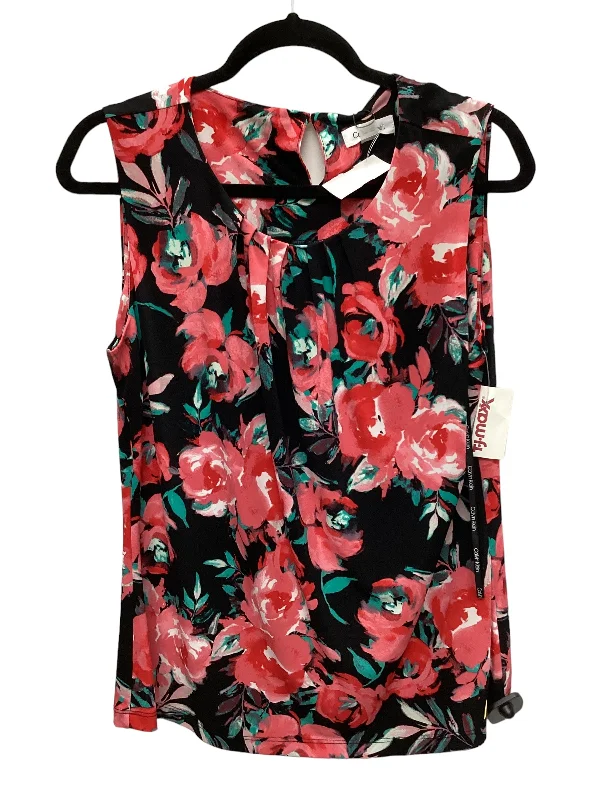 Bonus Offer Floral Print Top Sleeveless Calvin Klein, Size Xl