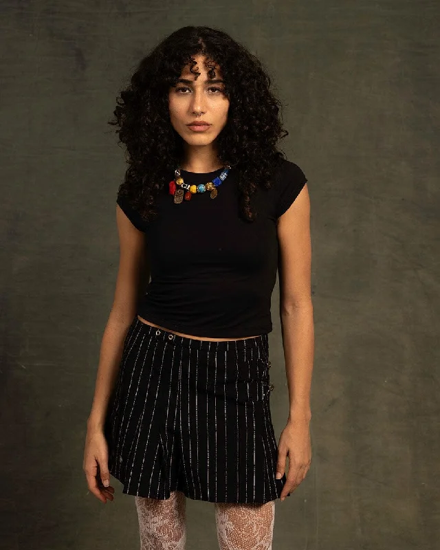 Best Bargains Black Half Sleeve Cropped Top