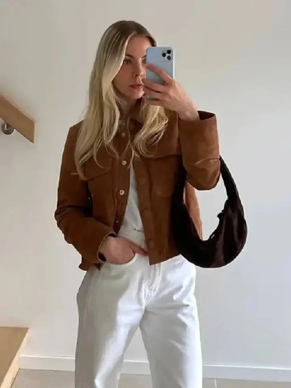 Weekend Savings Spectacular Leah Vintage Suede Short Coat in Brown