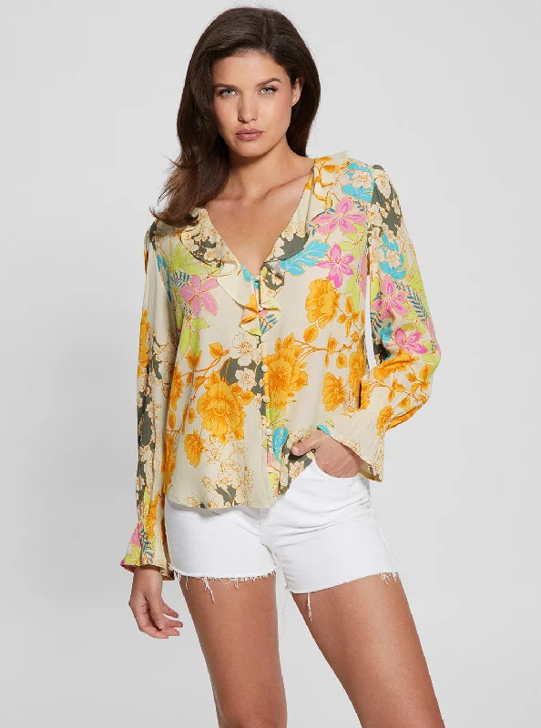 Price Drop Eco Yellow Floral Print Toni Top