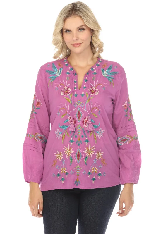Final Markdown Johnny Was Workshop Gabriella Pintuck Blouse W16823 Boho Chic *