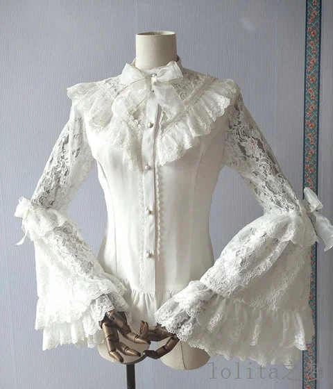 Special Price Sweet Angel~Time of the Day~Elegant Lolita Hime Sleeve White Blouse