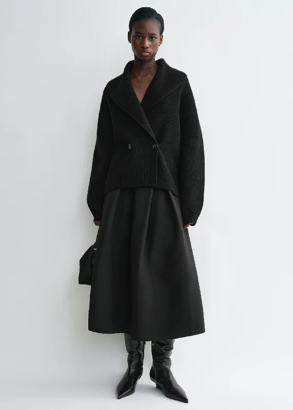 Weekend Savings Delight Shawl-lapel cardigan black