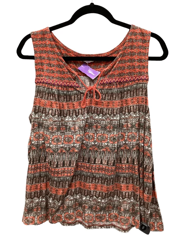 Weekend Deals to Make You Happy Orange Top Sleeveless Lucky Brand, Size Xl