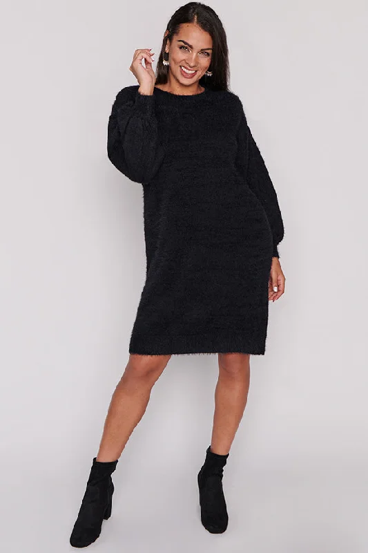 Weekend Deals That Excite Cozy Black Knit Dress