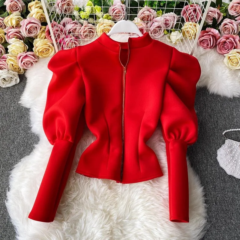 Lowest Price Elegant shirt for women long-sleeved puff sleeve top       S4084