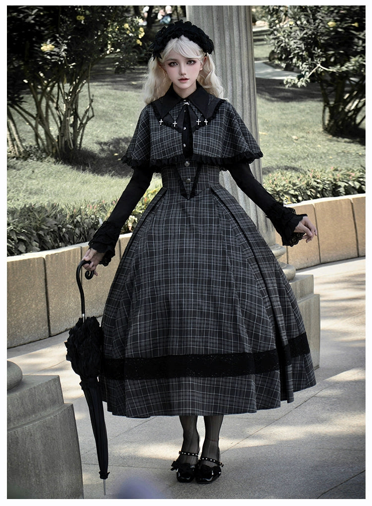 Weekend Discounts to Love With PUJI~Ming Stationery~Gothic Lolita Bustier Dress and Shawl Set Lolita Blouse Weekend Discounts to Love With PUJI~Ming Stationery~Gothic Lolita Bustier Dress and Shawl Set Lolita Blouse