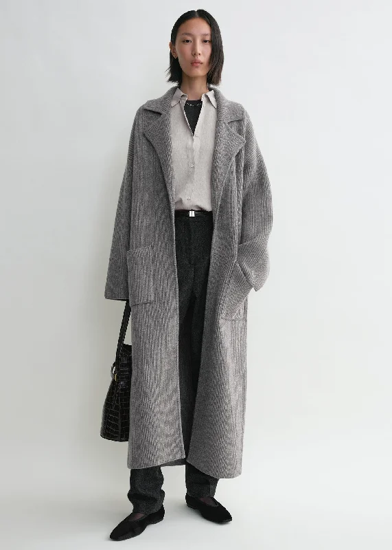 Make Your Weekend Count with Savings Rib-knit cardi coat grey melange