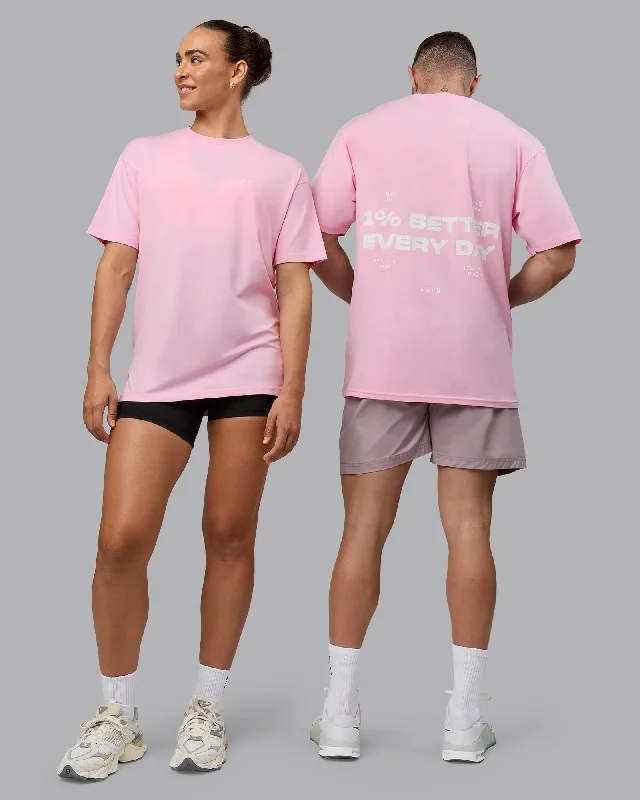 Don't Wait Unisex 1% Better Value Series FLXCotton Tee Oversize - Pale Pink-White