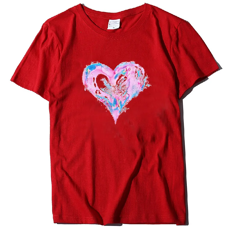 Special Price Valentine'S Day Short Sleeve Wholesale T Shirts Fashion Heart Printed