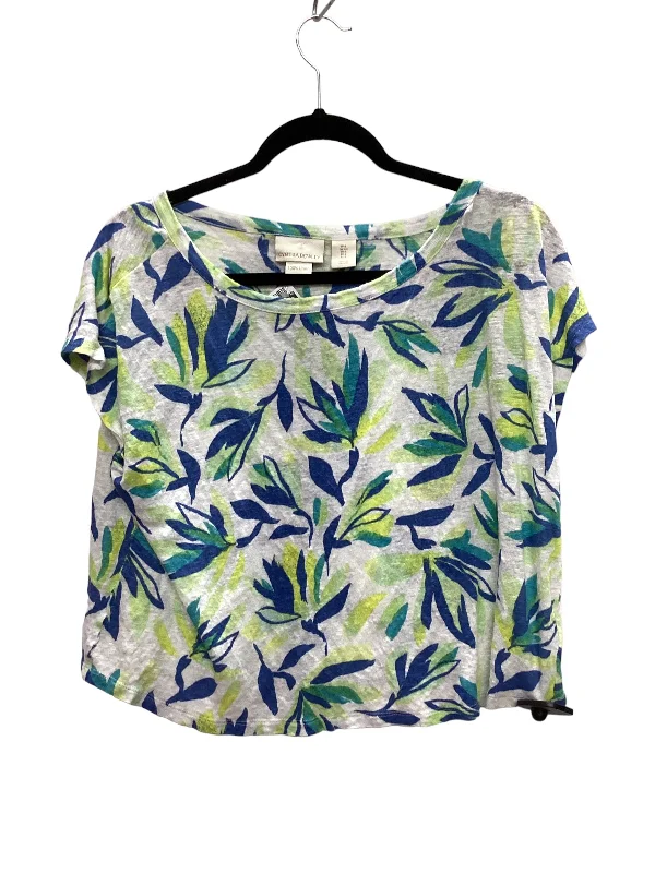 Steals and Deals Blue & Green Top Short Sleeve Cynthia Rowley, Size L