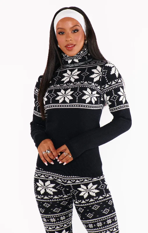 Weekend Specials to Grab Ski Pullover ~ Black Fair Isle Knit