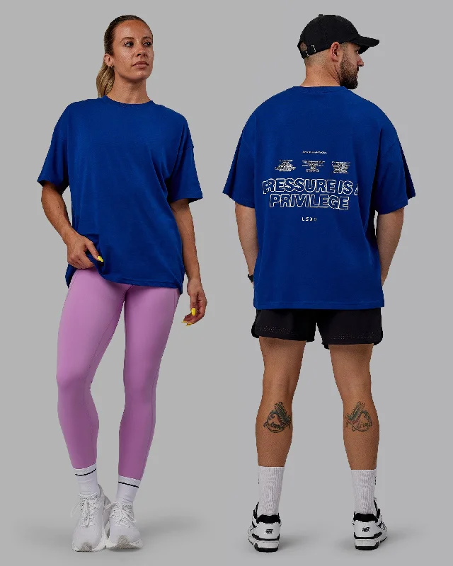 Now or Never Unisex Pressure Heavyweight Tee Oversize - Midnight Blue-White