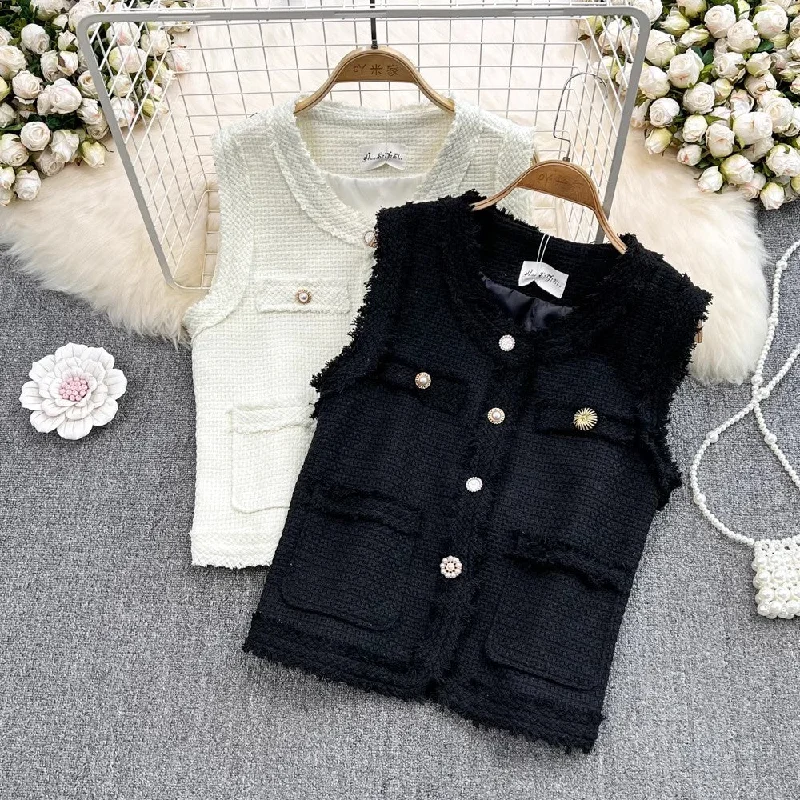 Reduced Price round neck vest jacket for women fashionable and chic short sleeveless top S4128 Reduced Price round neck vest jacket for women fashionable and chic short sleeveless top S4128