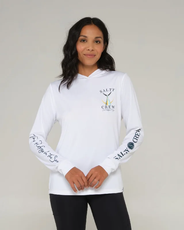 Midnight Madness Tailed Hooded Sun Shirt - White