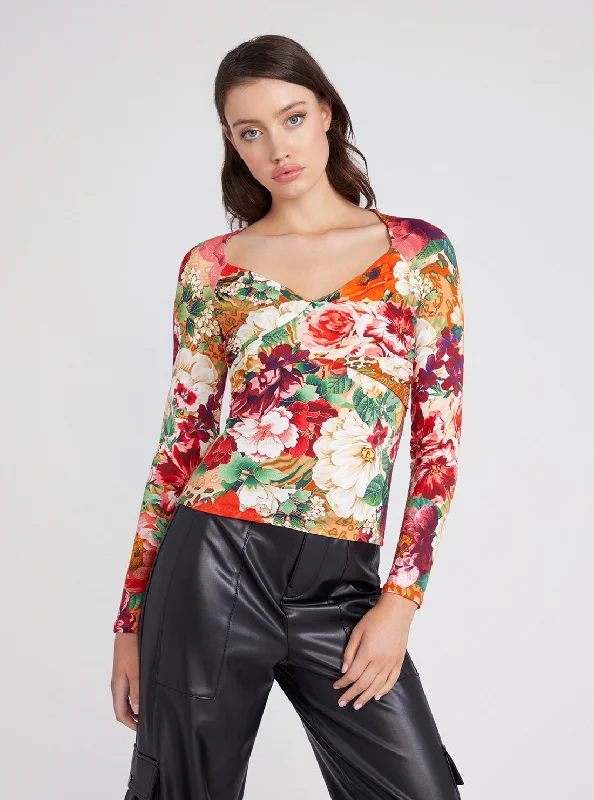 Weekend Price Cuts Galore Floral Print Dianna Long Sleeve Top