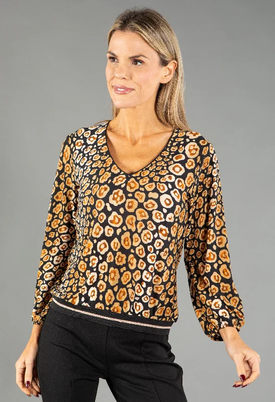 Deep Savings Soft Touch Patterned V Neck Top